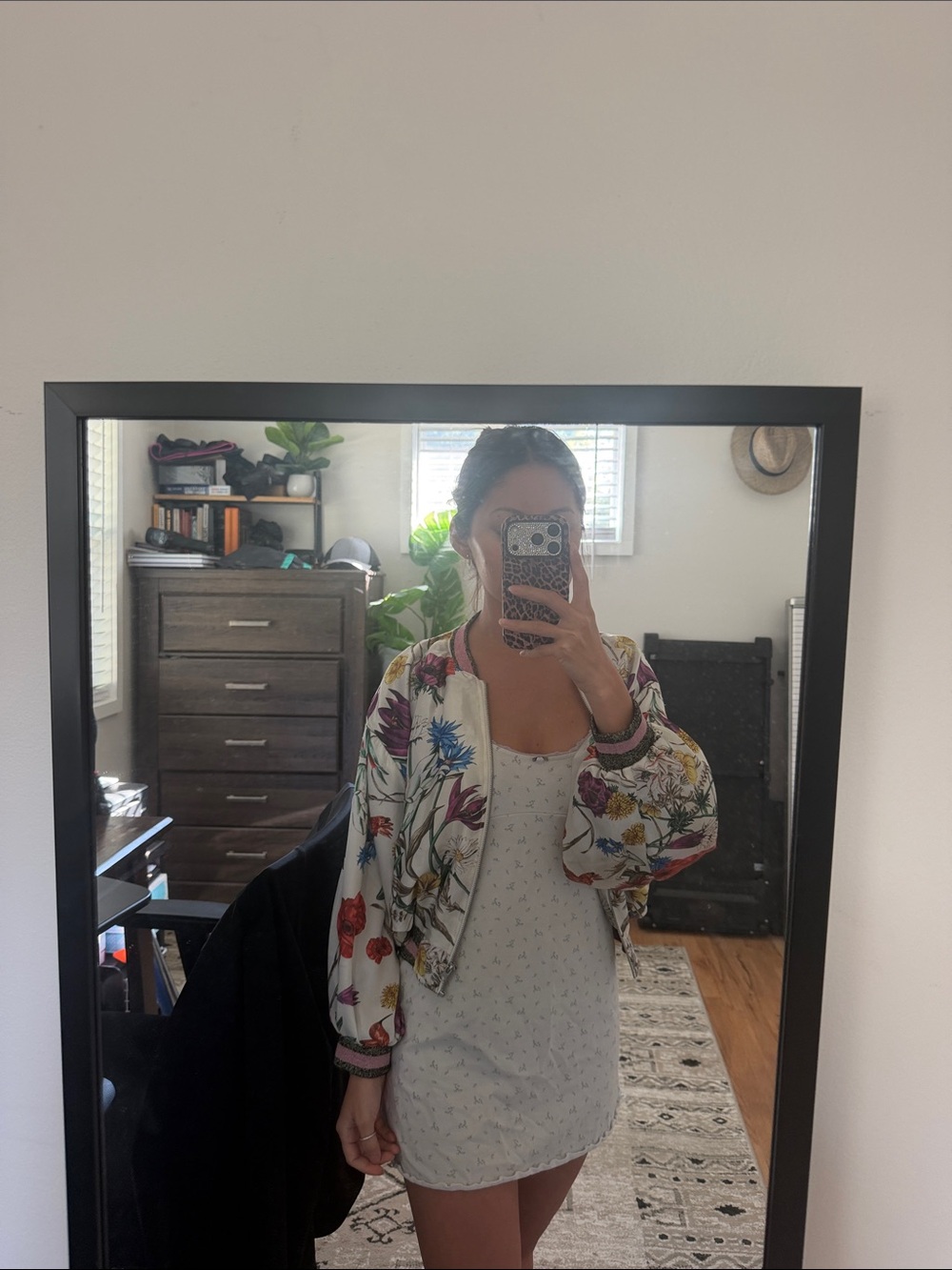 elevenses White Floral Bomber Jacket